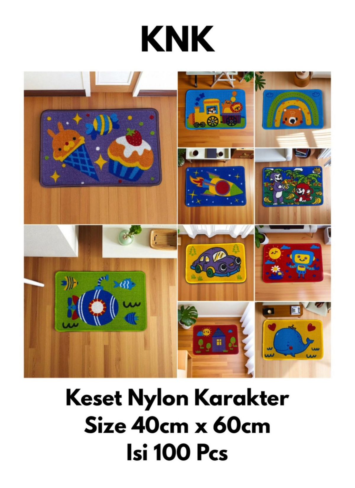 KESET NYLON KARAKTER KNK SIZE 40CM * 60CM ISI 100 PCS