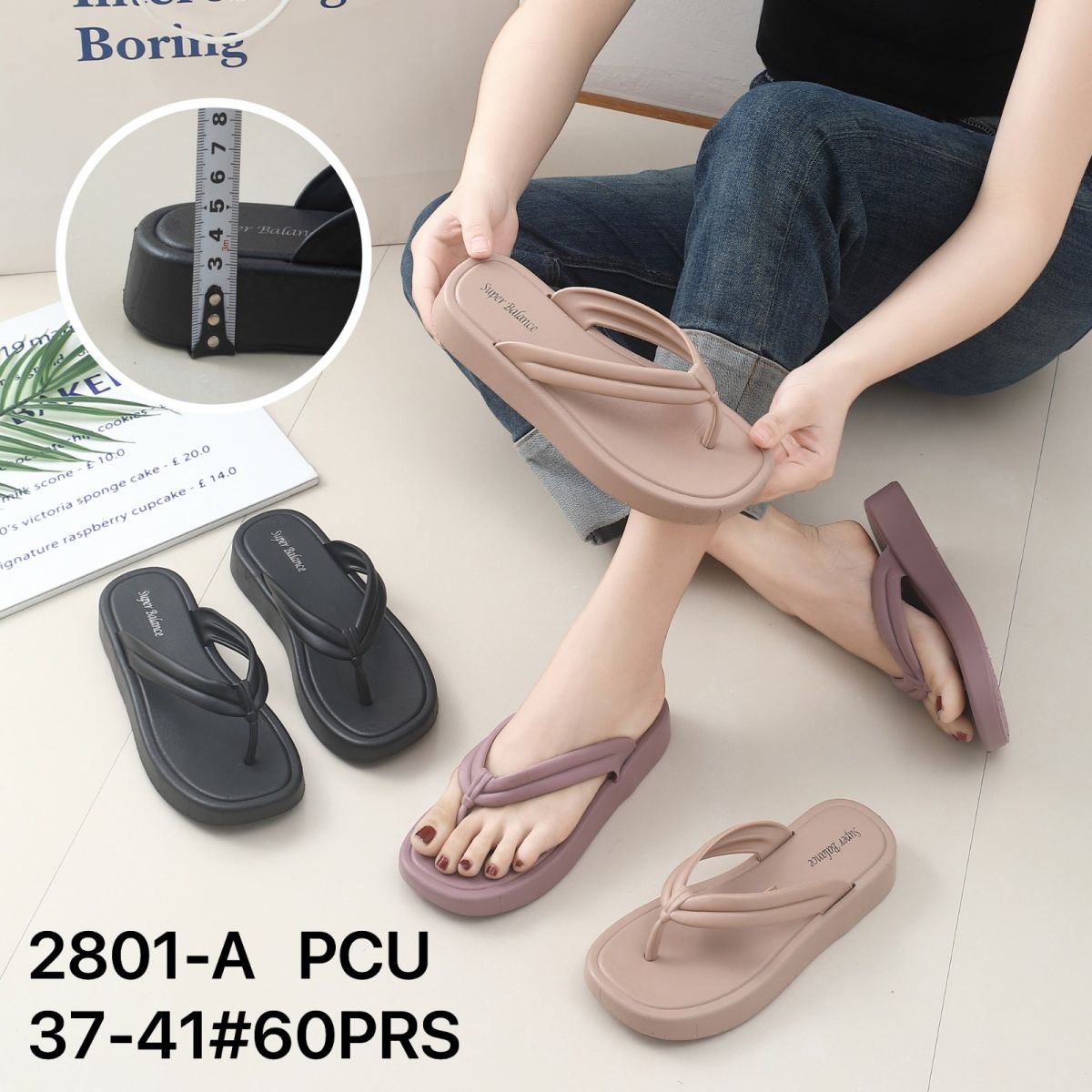 SANDAL 2801-A SIZE 37 - 41 TINGGI 3.5 CM ISI 60 PASANG