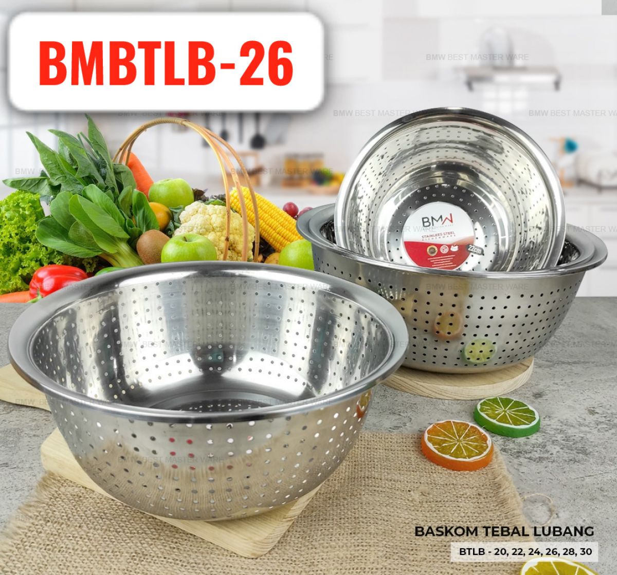 BASKOM TEBAL LUBANG BMBTLB-26 SIZE 26CM ISI 140 PCS