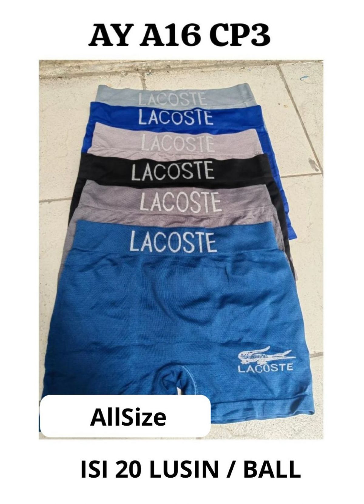 BOXER AY A16 CP3 BAHAN RAJUT ALLSIZE ISI 20 LUSIN ( TANPA DUS )