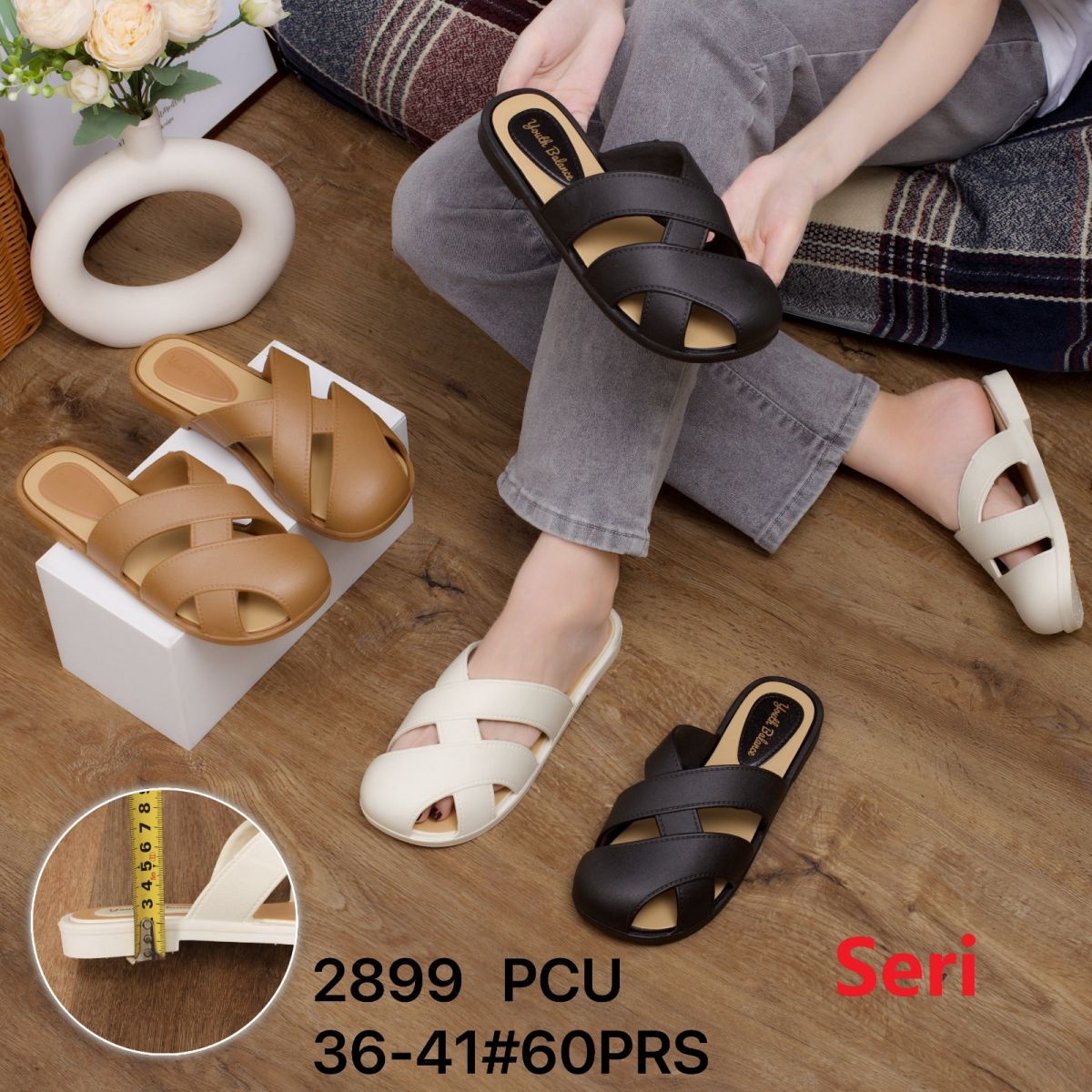 SANDAL 2899 SIZE 36 - 41 TINGGI 2 CM ISI 60 PASANG