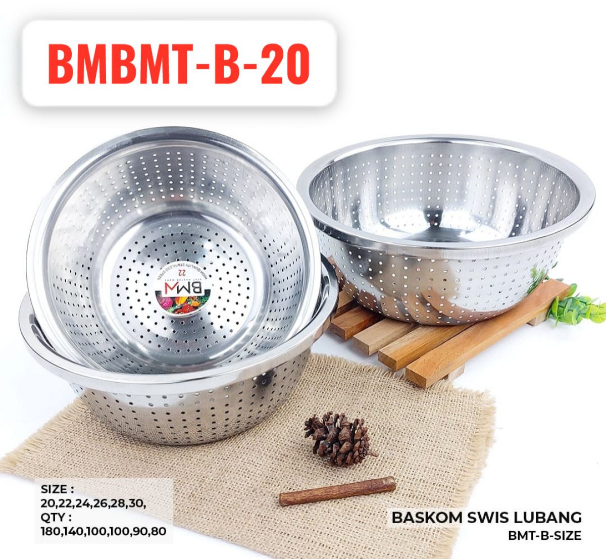 BASKOM SWISS LUBANG 20CM BMBMT-B-20